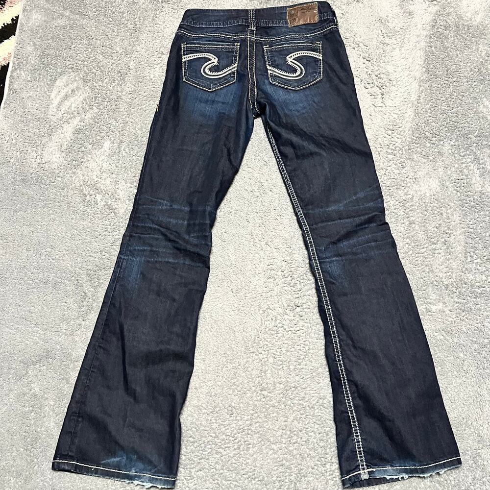 Silver Jeans Womens 28 x32 Suki Bootcut Western Contrast Stitch Blue Denim